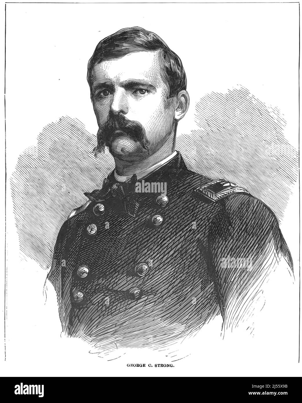 Portrait of George Crockett Strong, Union Army General in the American Civil War. 19th century illustration Stock Photo
