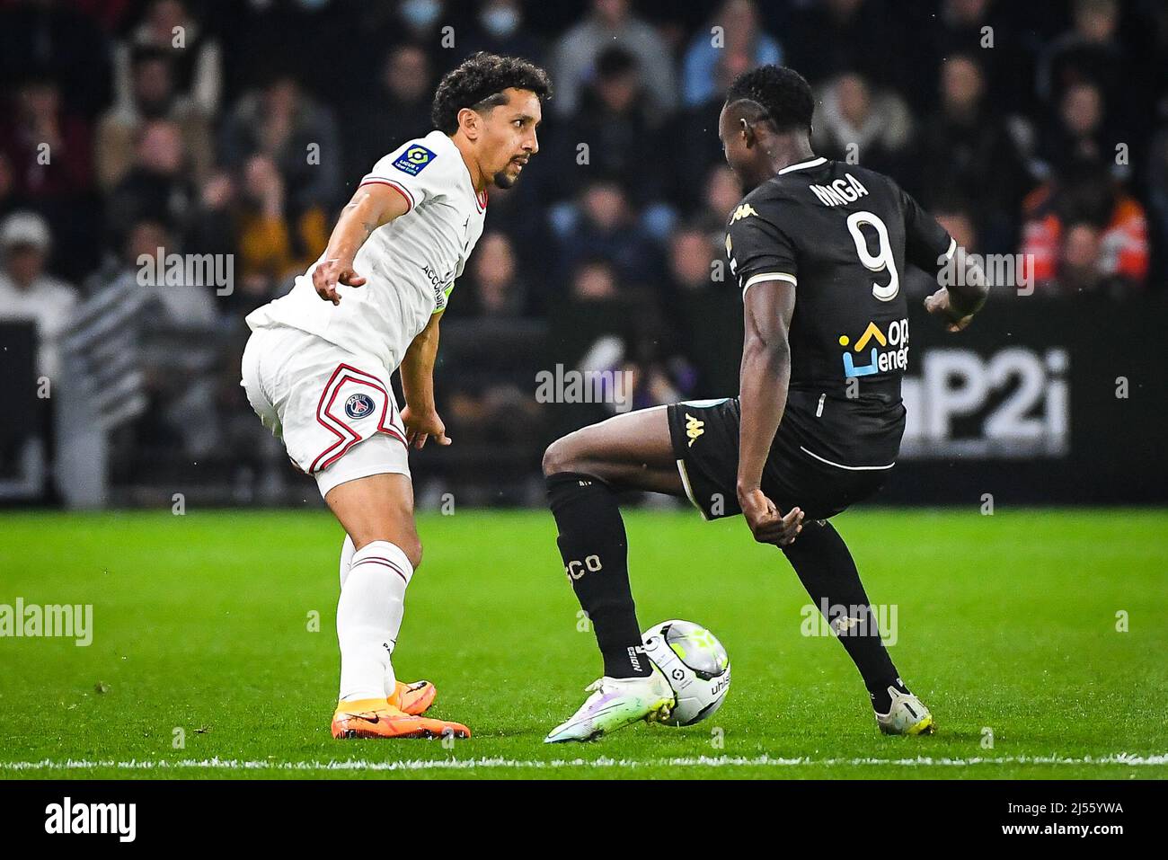 Angers, France, France. 20th Apr, 2022. MARQUINHOS of PSG during the Ligue 1 match between Angers SCO and Paris Saint-Germain (PSG) at Raymond-Kopa stadium on April 20, 2022 in Angers, France. (Credit Image: © Matthieu Mirville/ZUMA Press Wire) Stock Photo