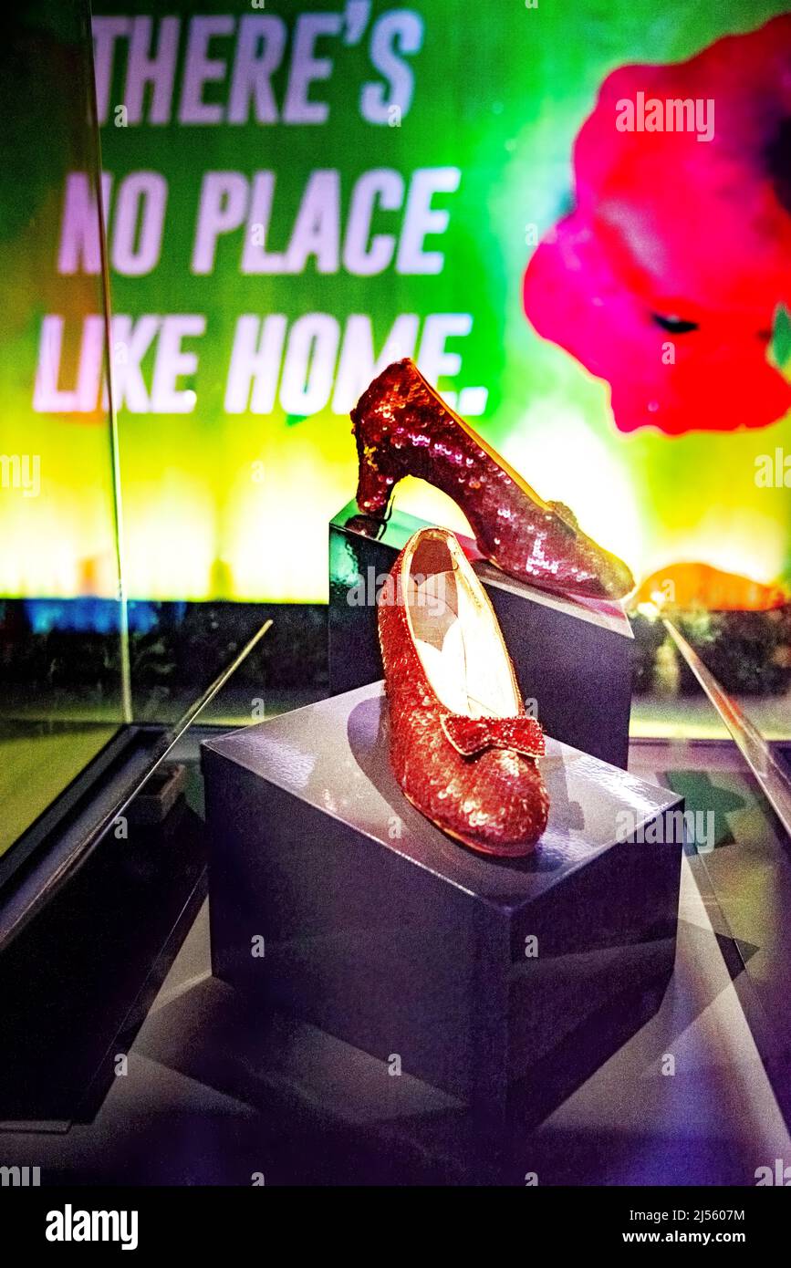 April 20, 2022, Washington DC USA - From the movie Wizard of Oz, Dorothy's Ruby Slippers are on display at the National Museum of American History - Smithsonian Institution Credit: Jim DeLillo / Alamy Stock Photo Stock Photo