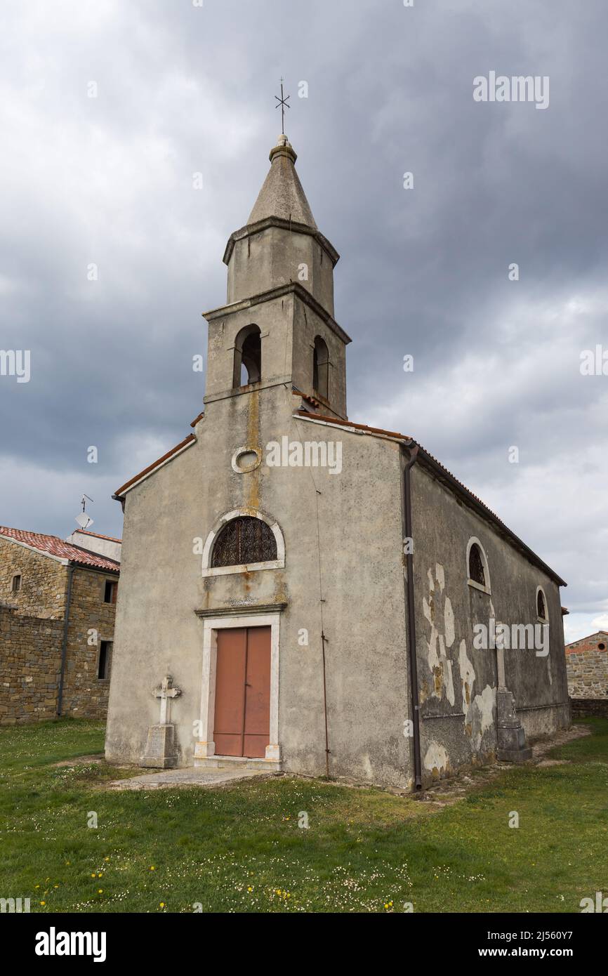 Saint Andrew's Church in Kostabona, Istria, Slovenia Stock Photo