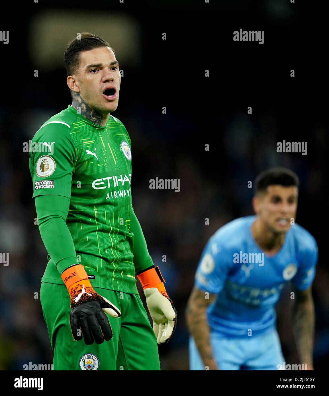 Manchester City Goalkeeper Ederson During The Premier League Match At The  Etihad Stadium, Manchester Stock Photo Alamy