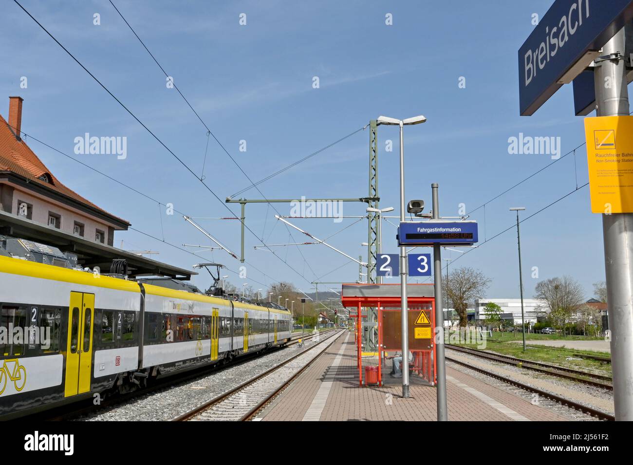 Breisach, Germany April 2022 Breisach railway station, with station