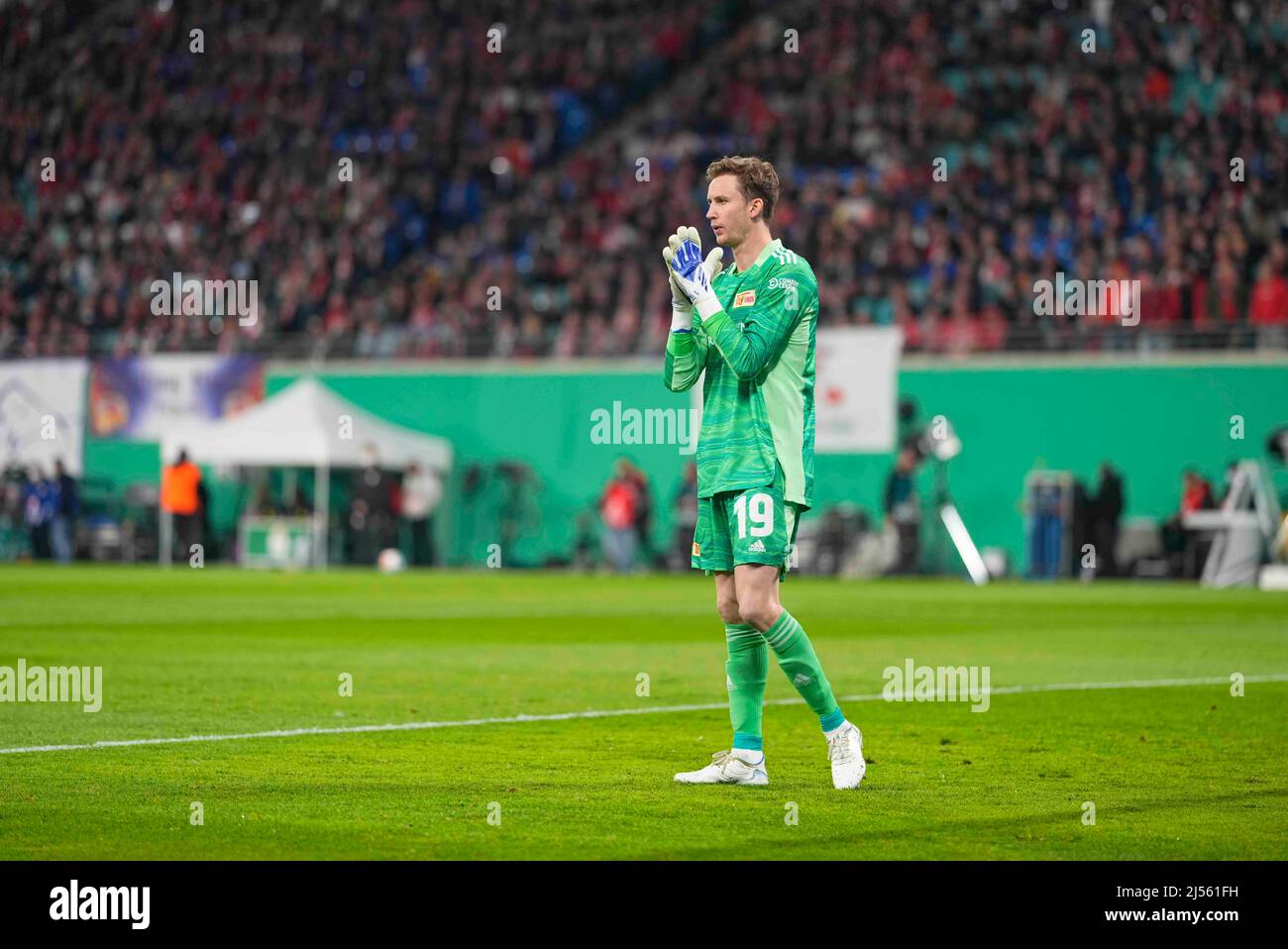 Red Bull Arena, Leipzig, Germany. 20th Apr, 2022. Frederik RÃ¶nnow of Union Berlin during RB Leipzig against FC Union Berlin, DFB-Pokal Semi-final at Red Bull Arena, Leipzig, Germany. Kim Price/CSM/Alamy Live News Stock Photo