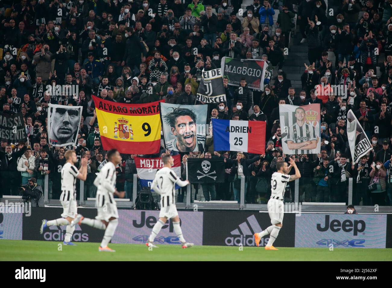 Turin, Italy, 20/04/2022, during the Italian Cup, Coppa Italia, semi-finals 2nd leg football match between Juventus FC and ACF Fiorentina on April 20, 2022 at Allianz stadium in Turin, Italy Stock Photo