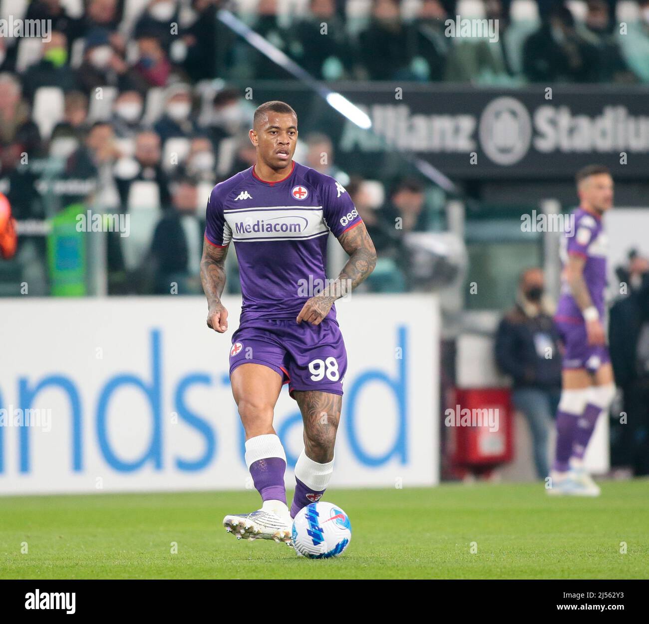 Turin, Italy, 20/04/2022, Igor of ACF Fiorentina during the Italian Cup, Coppa Italia, semi-finals 2nd leg football match between Juventus FC and ACF Fiorentina on April 20, 2022 at Allianz stadium in Turin, Italy Stock Photo
