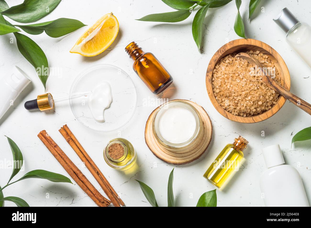 Cosmetic laboratory concept with natural cosmetic products Stock Photo