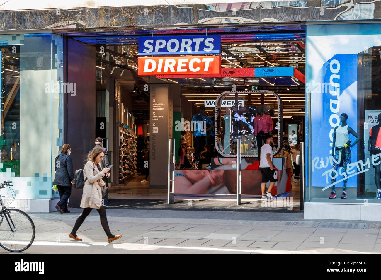 A branch of Sports Direct, a retail sports clothing and equipment store, on Oxford Street, London, UK Stock Photo