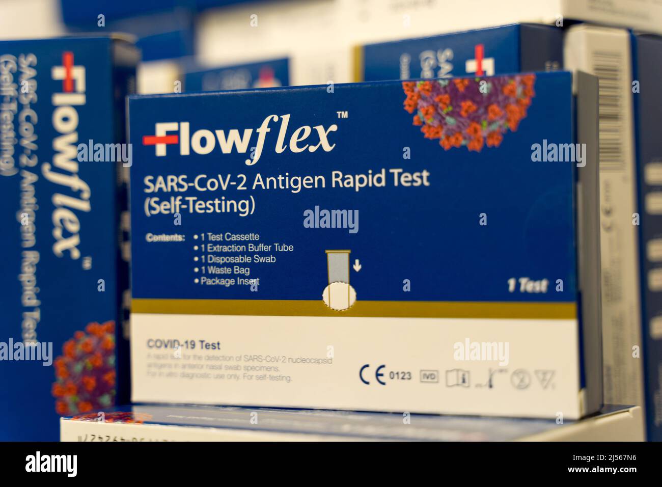 Flowflex covid19 Antigen Rapid test kit containing one test for sale