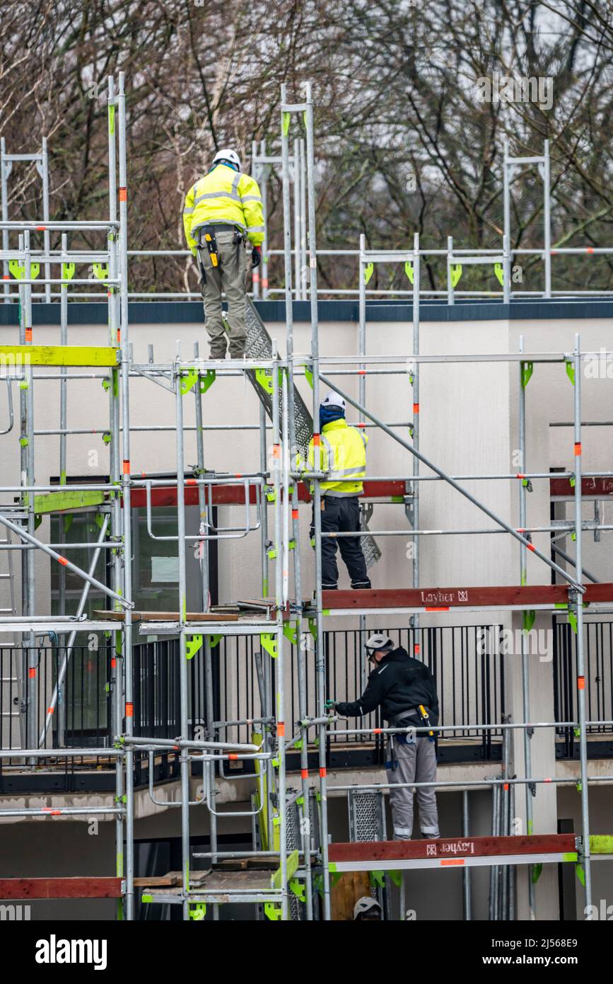 Construction site, scaffolding, dismantling of scaffolding on a ...