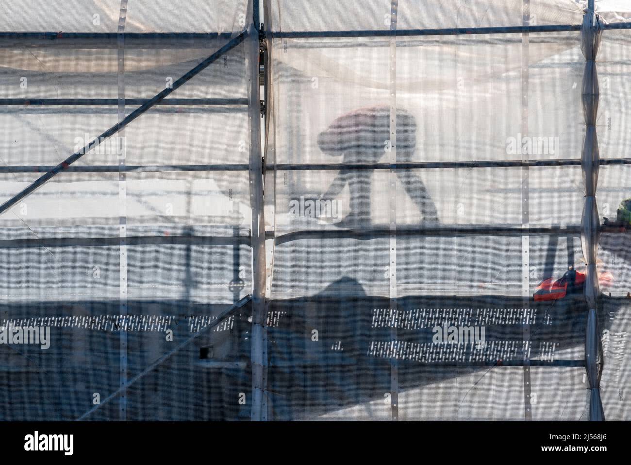 Construction site, scaffolding, working on scaffolding, bridge pier Germany Stock Photo
