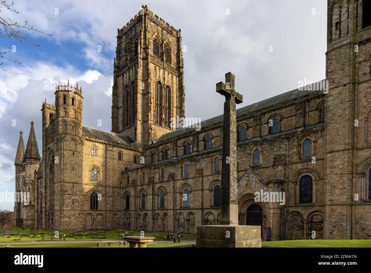 The Memorial Cross in front of the magnificent Durham Cathedral. The