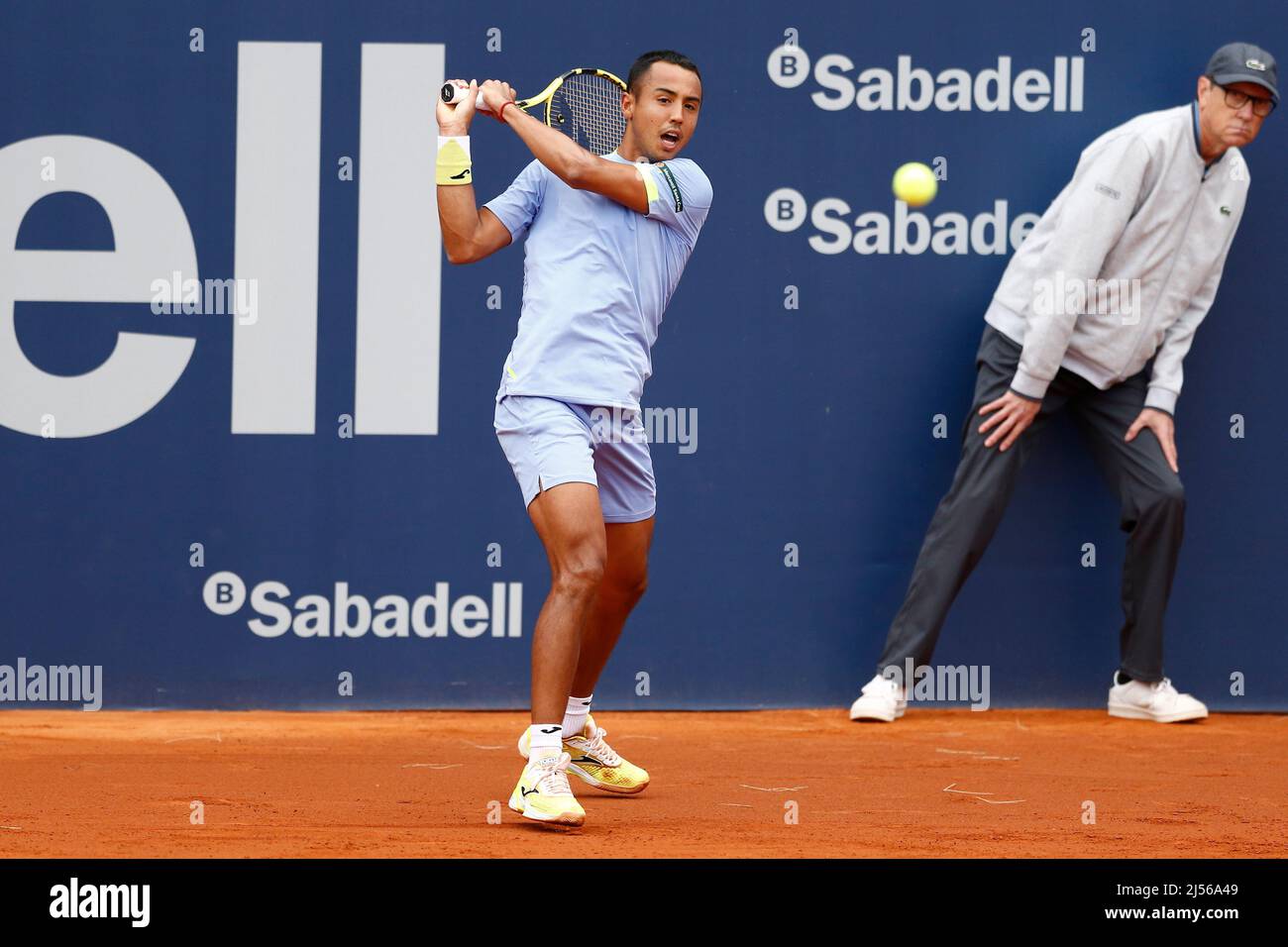 Hugo Dellien (BOL), APRIL20, 2022 - Tennis : Hugo Dellien of Bolivia  celebrate after point during singles 2nd round match against Frances Tiafoe  of USA on the Barcelona Open Banc Sabadell tennis