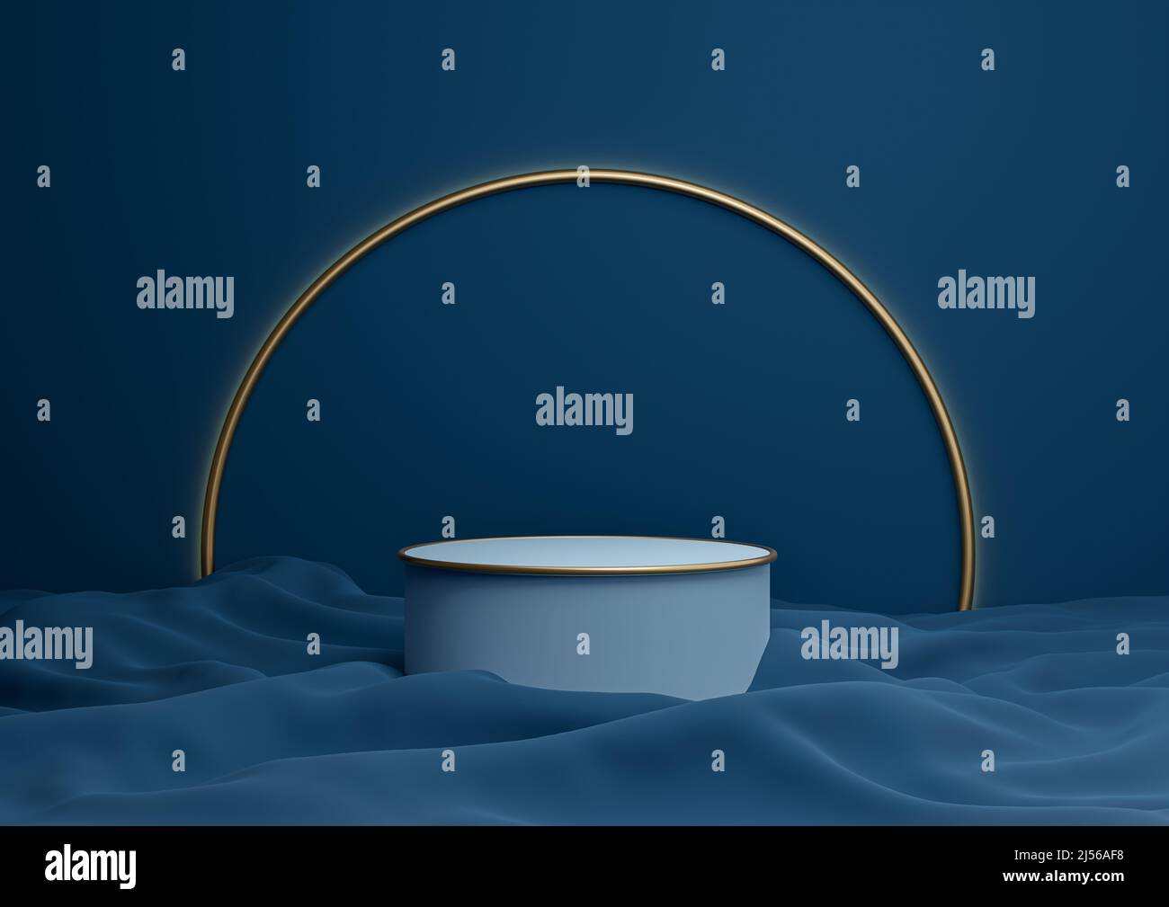 Dark, aqua blue 3D rendering luxurious product display podium or stand ...