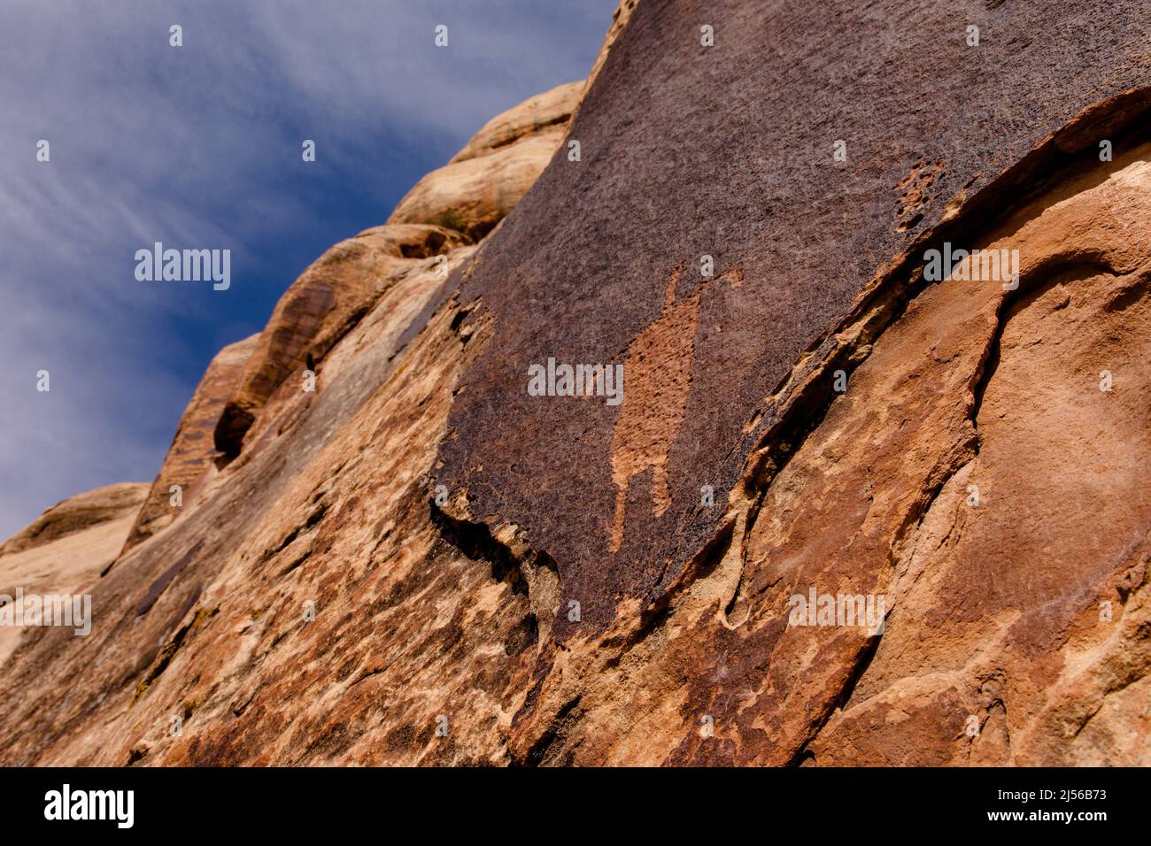 Petroglyphs incised into sandstone walls of Shay Canyon, Indian Creek