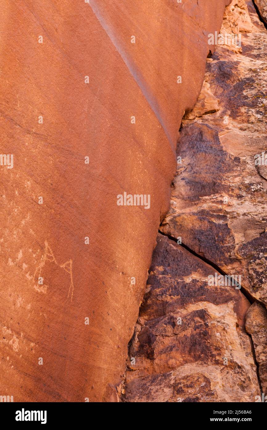 Petroglyphs incised into sandstone walls of Shay Canyon, Indian Creek