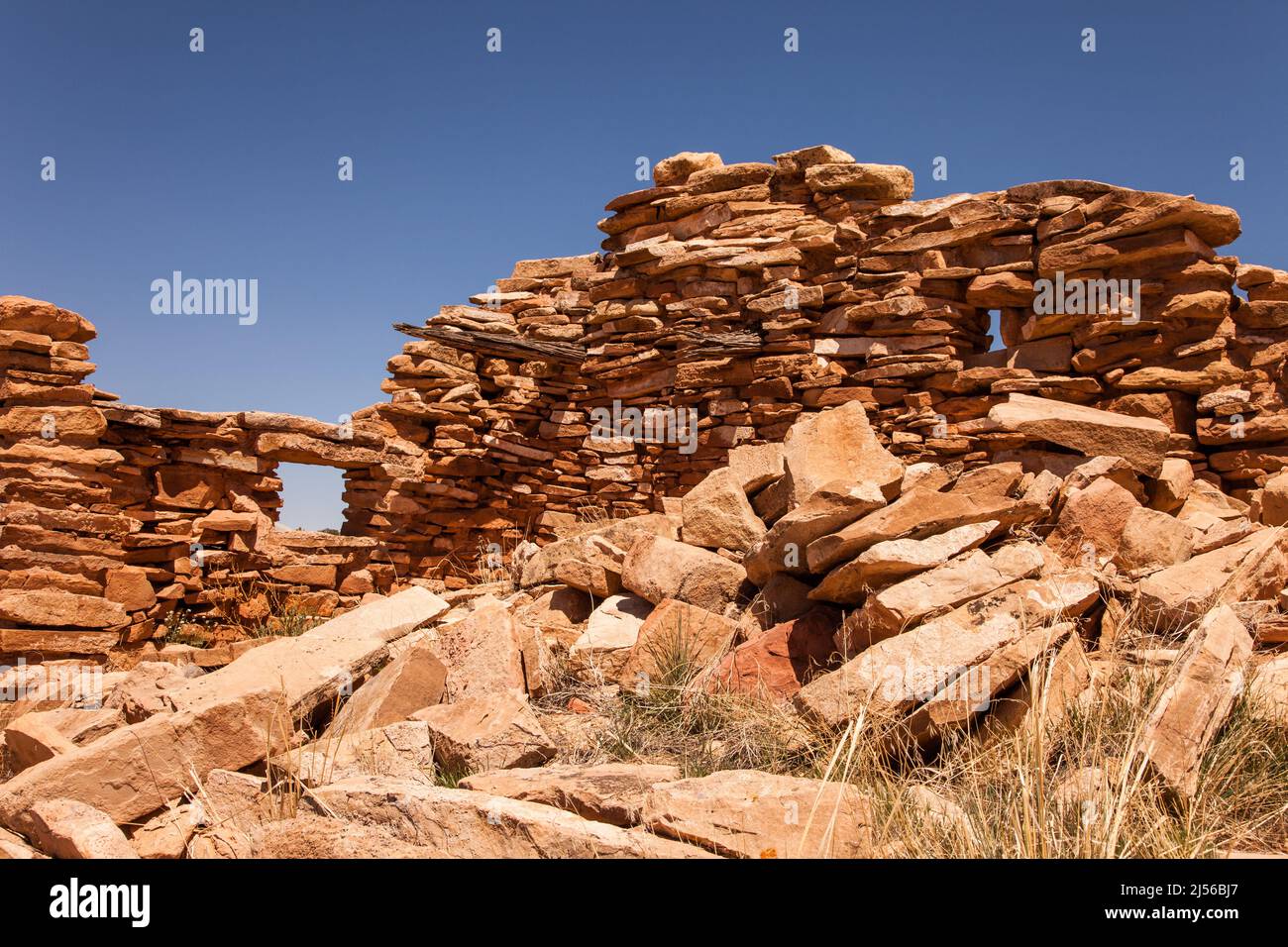 The Farm House Ruin is a Native American Ancestral Puebloan surface ruin in Ruin Park in southeastern Utah. Stock Photo