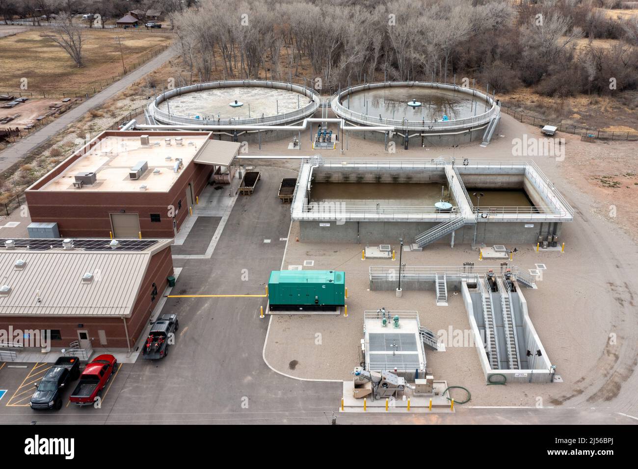 Aerial view of an SBR or sequential batch reactor wastewater treatment