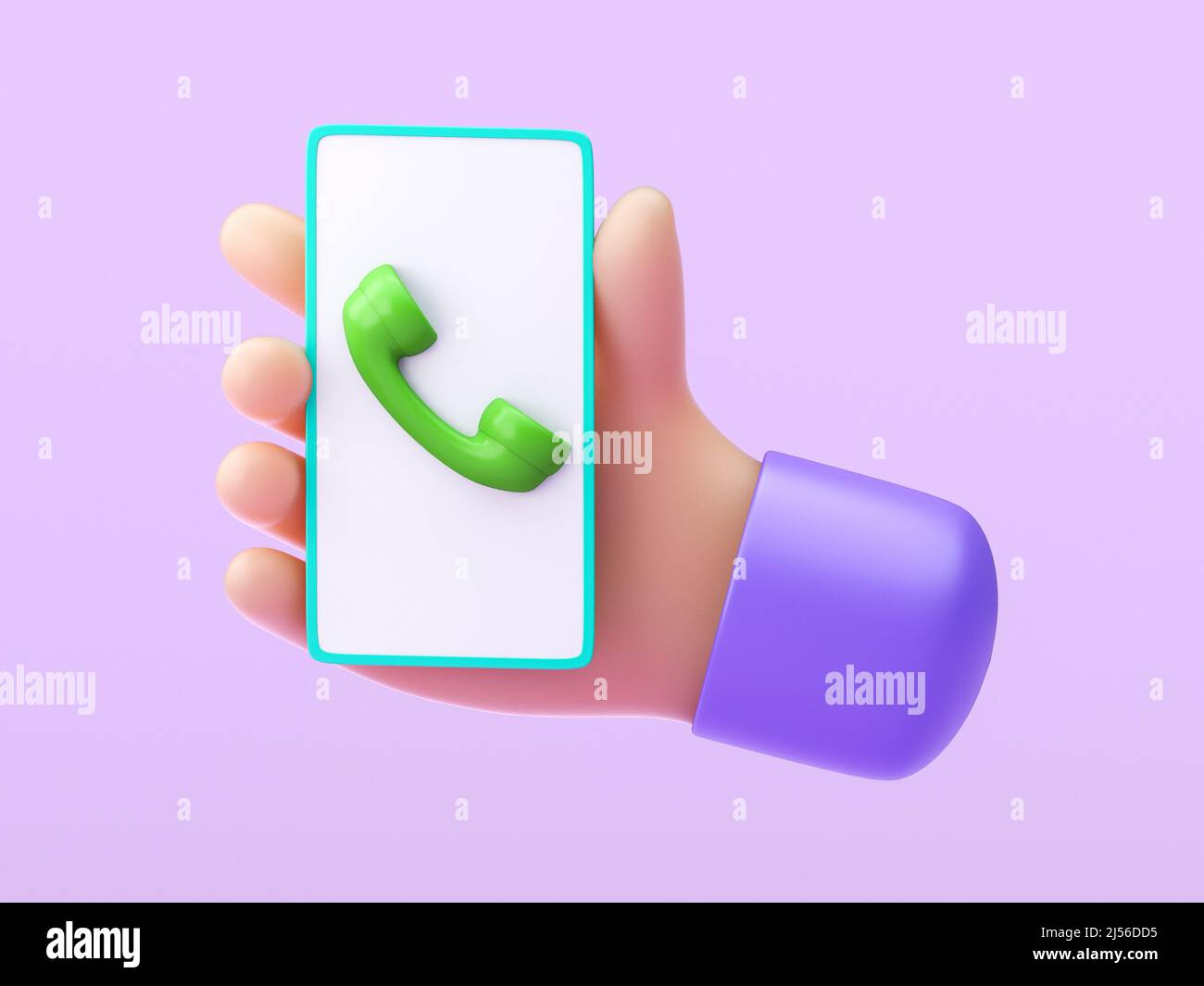 Hand holding a cellphone with 3D phone icon. 3D render Stock Photo - Alamy