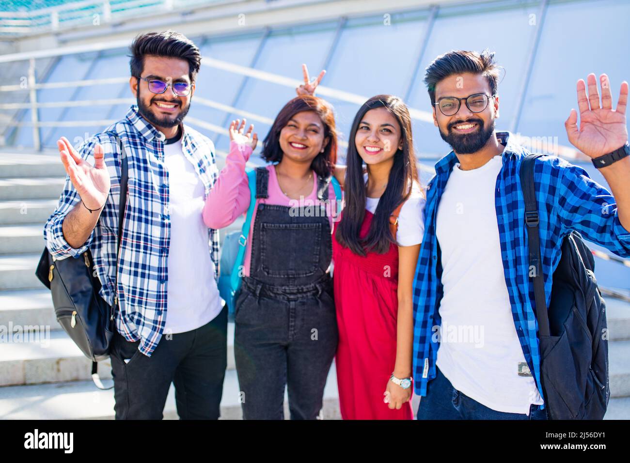 group of young female and male college students on campus Stock Photo ...