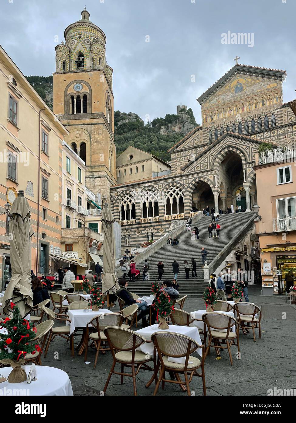 Amalfi Italy View Of The Piazza Del Duomo With The Amalfi Cathedral 