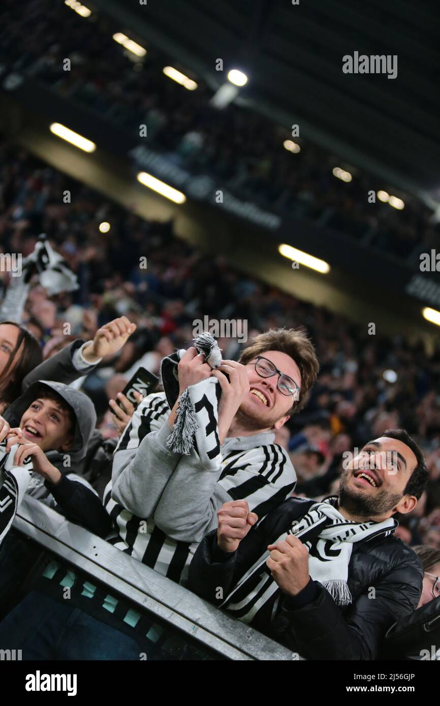 Turin, Italy, 20/04/2022, during the Italian Cup, Coppa Italia, semi-finals 2nd leg football match between Juventus FC and ACF Fiorentina on April 20, 2022 at Allianz stadium in Turin, Italy Stock Photo