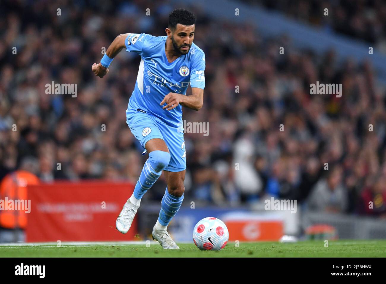 Manchester, UK, 20 April 2022, Manchester City's Riyad Mahrez. Picture ...