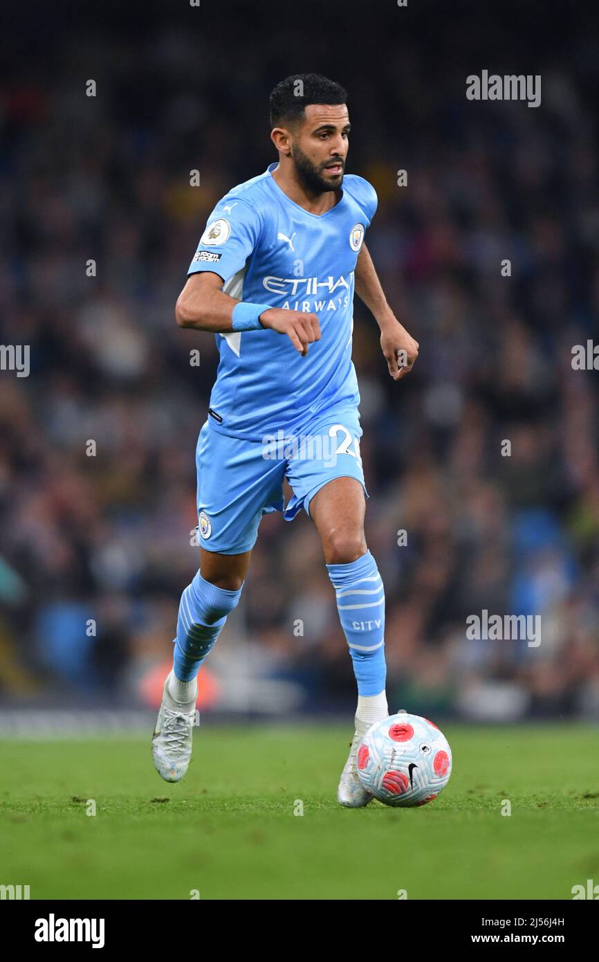 Manchester, UK, 20 April 2022, Manchester City's Riyad Mahrez. Picture ...