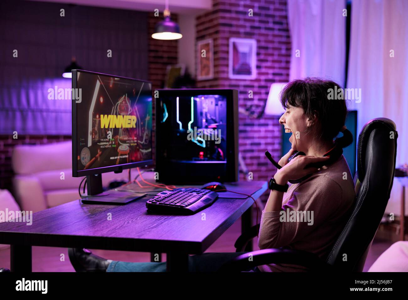 Modern player live streaming video games play on computer, having fun with  rpg tournament. Young adult playing online action shooting game with  multiple players on pc, shooter challenge Stock Photo - Alamy