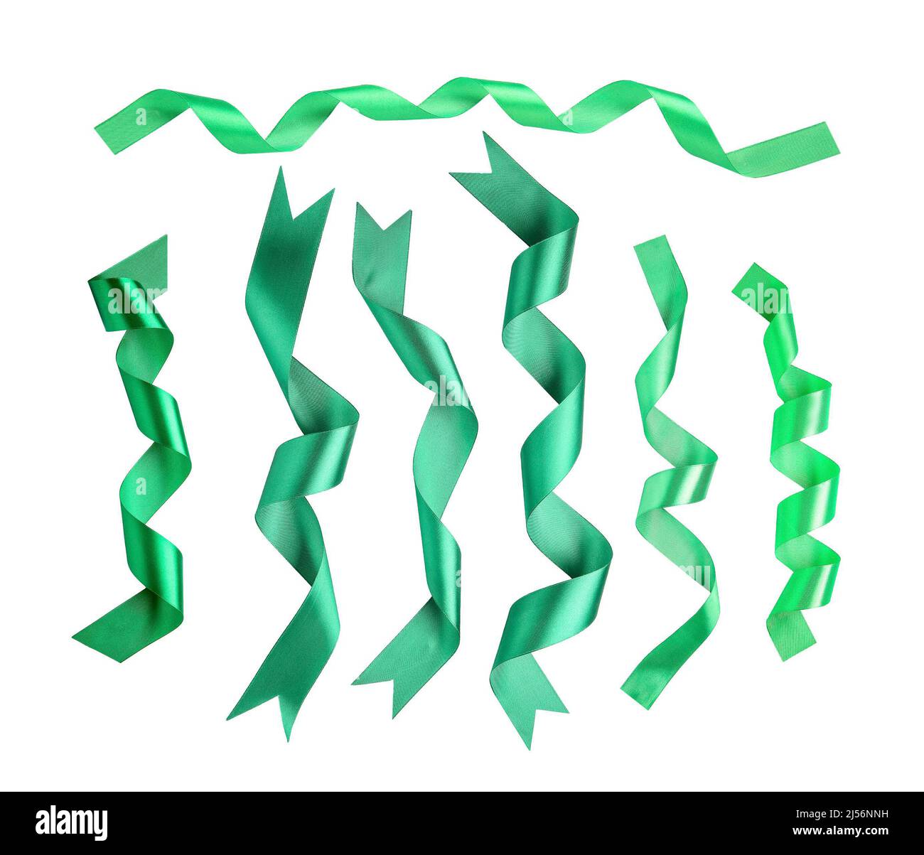 Set of beautiful green ribbons isolated on white Stock Photo - Alamy