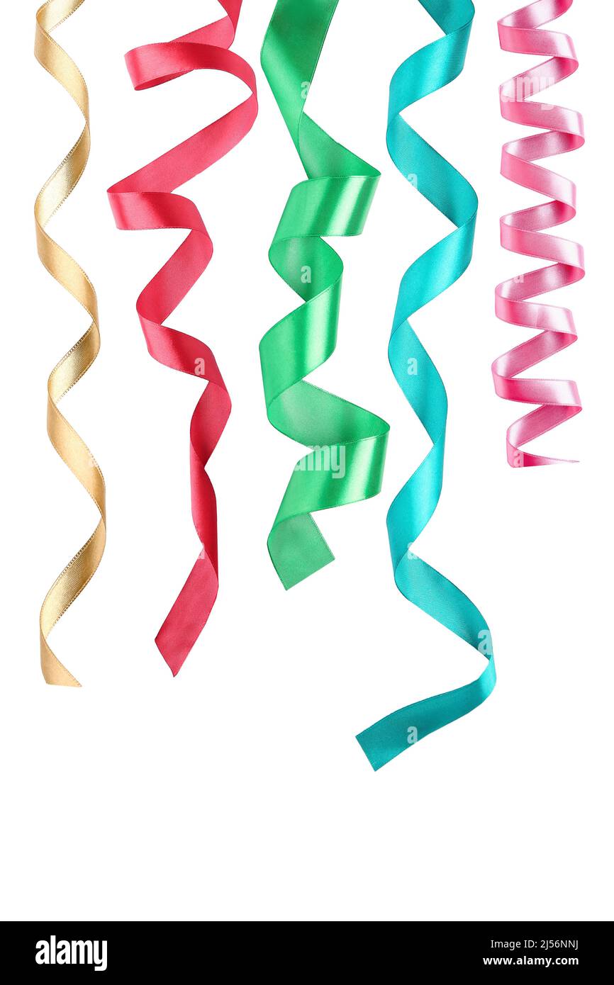 Set of beautiful colorful ribbons isolated on white Stock Photo - Alamy