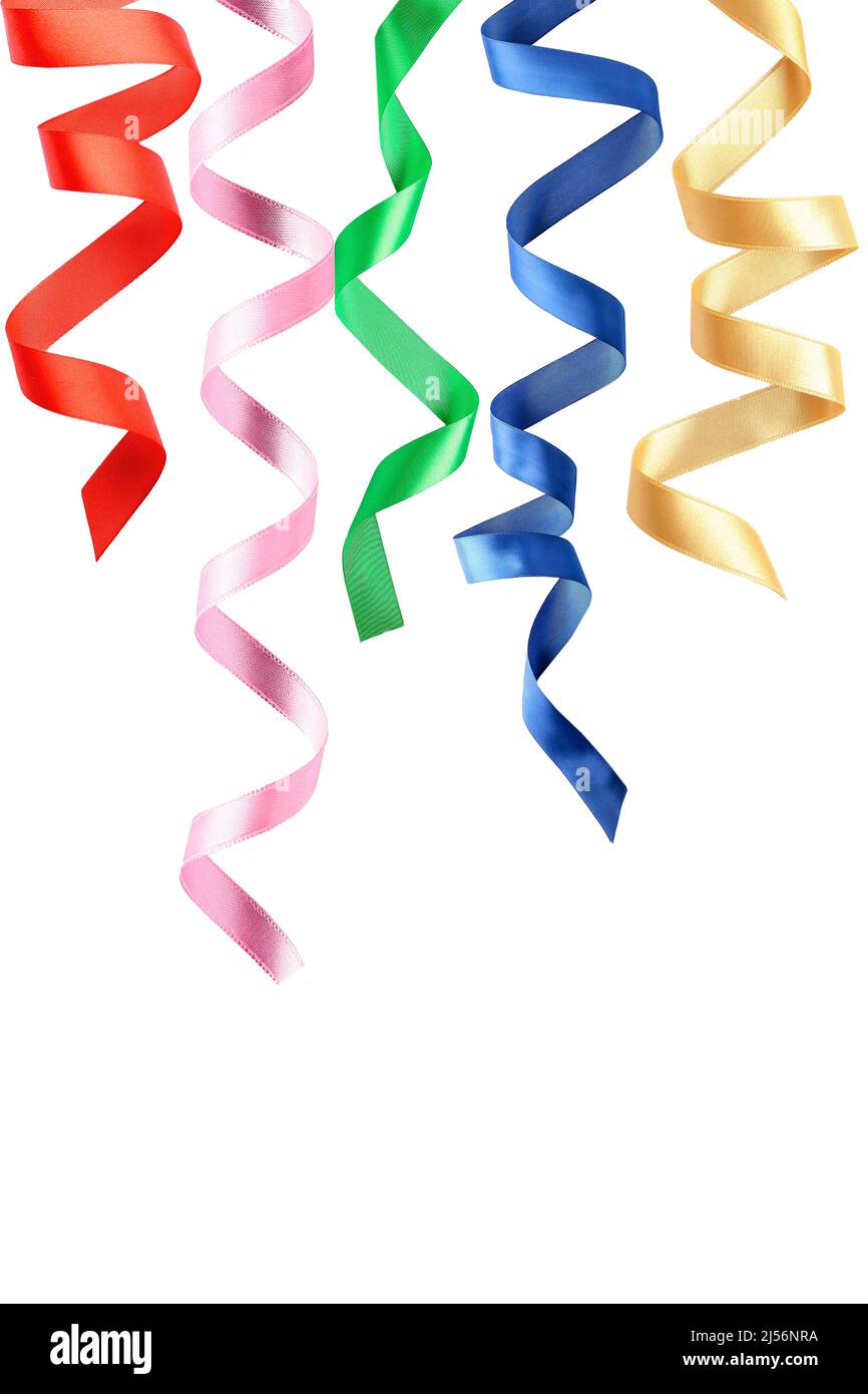 Set of beautiful colorful ribbons isolated on white Stock Photo - Alamy