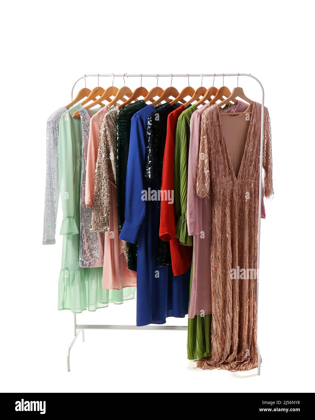 https://c8.alamy.com/comp/2J56NY8/rack-with-dresses-on-white-background-2J56NY8.jpg