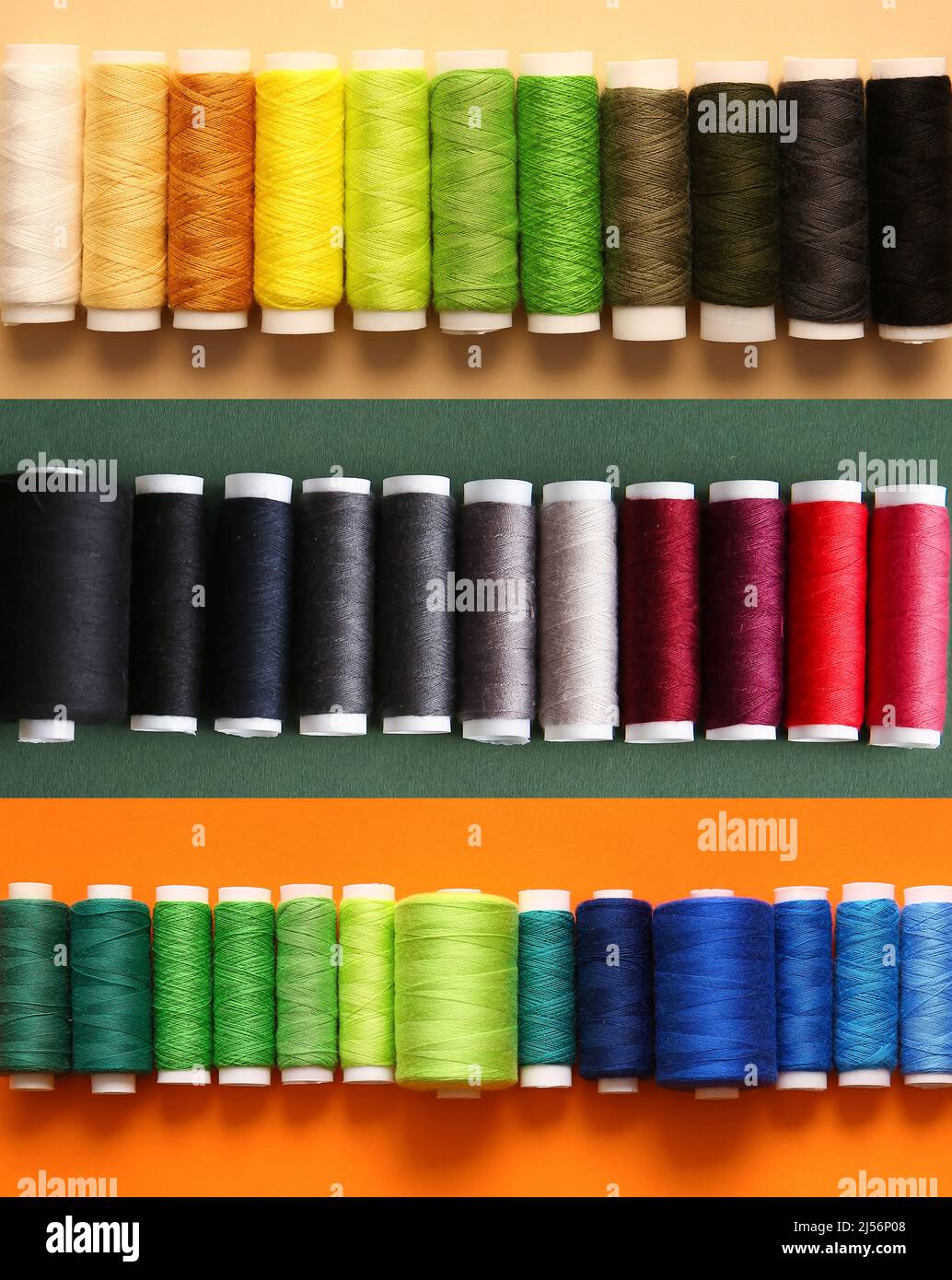 Many different threads on colorful background Stock Photo - Alamy