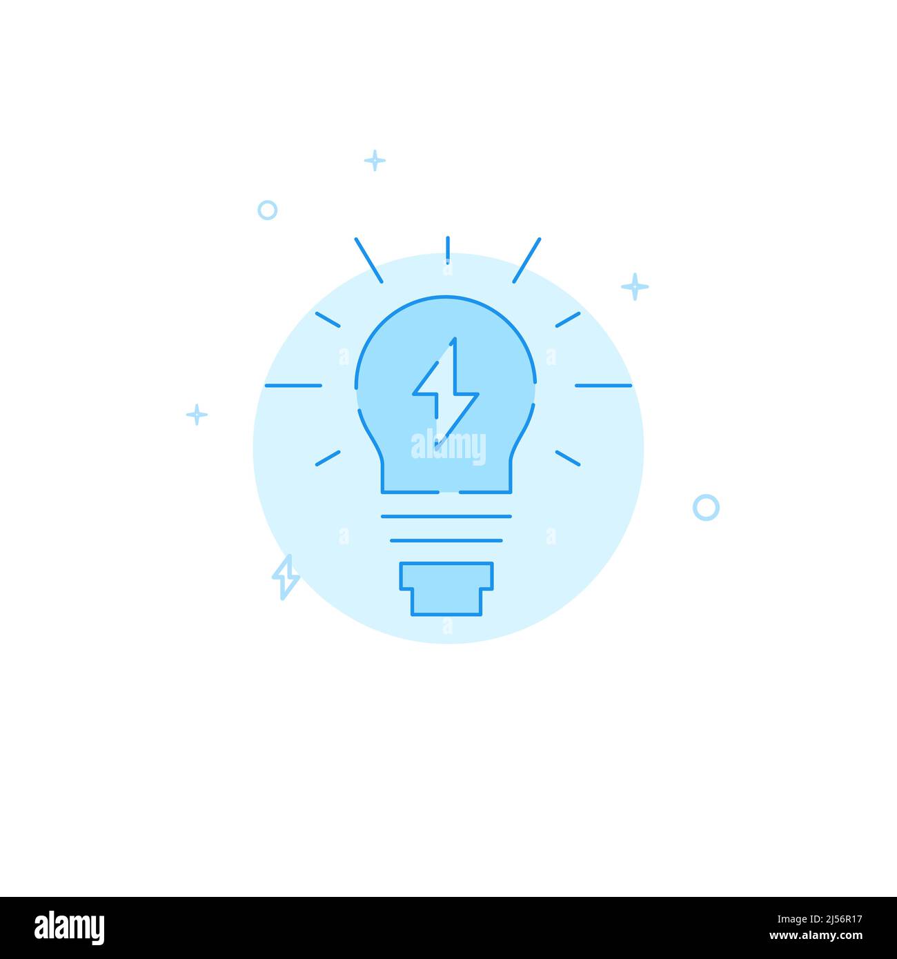 Lightbulb vector icon. Flat illustration. Filled line style. Blue ...