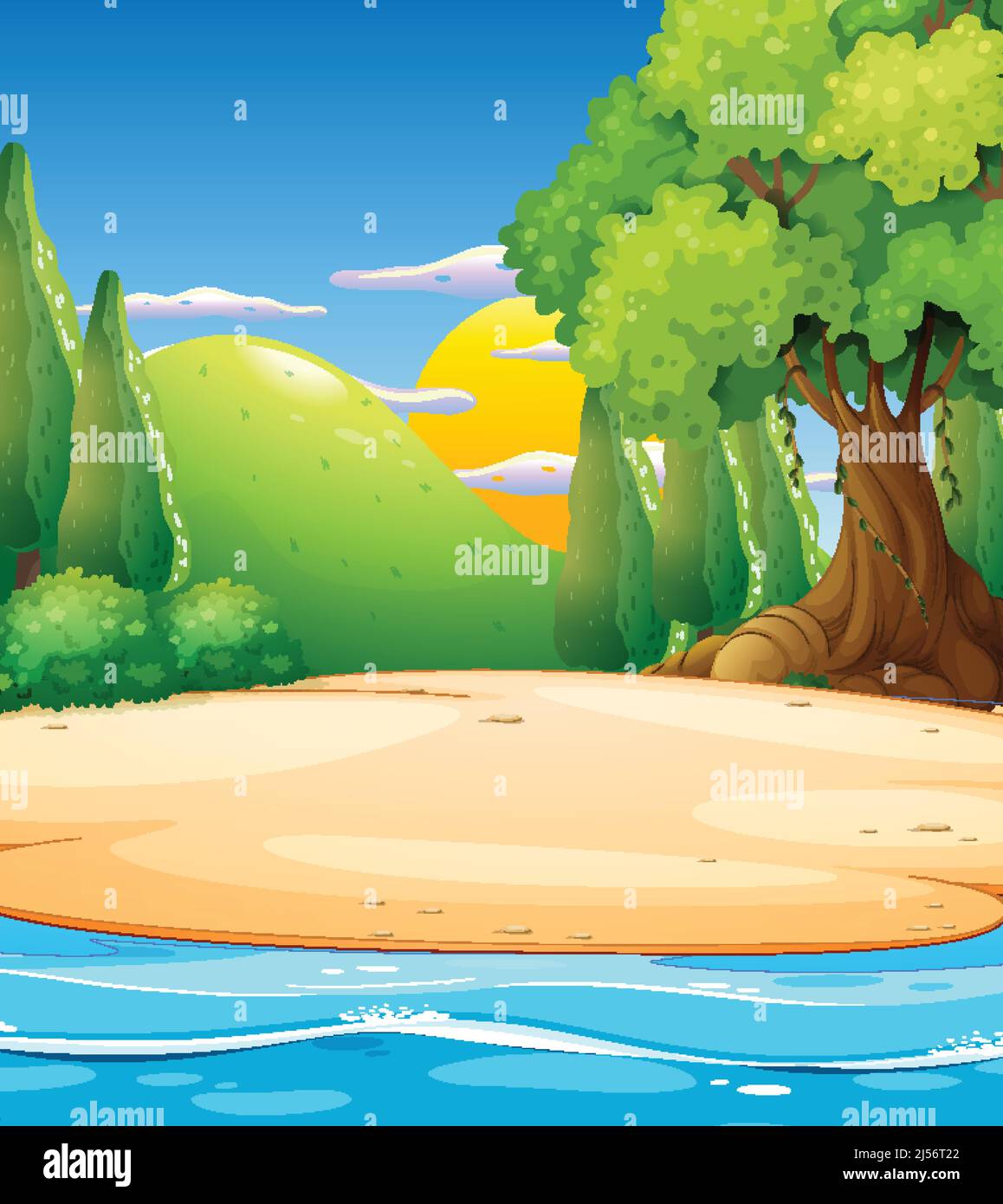 Empty outdoor summer beach background illustration Stock Vector Image ...