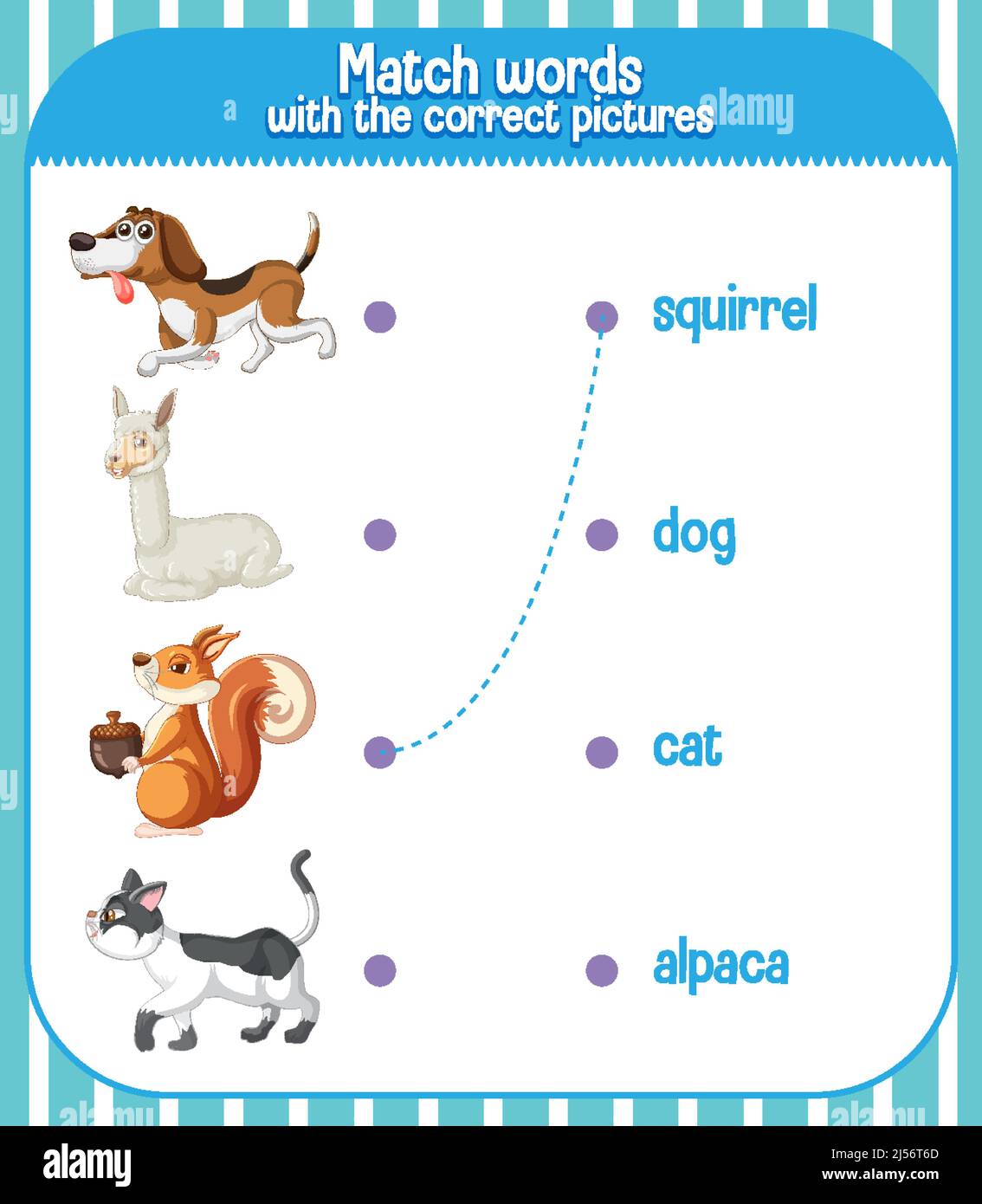 Worksheet design for matching words illustration Stock Vector Image ...