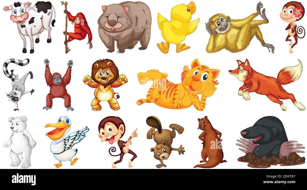 Wild animals on white background illustration Stock Vector Image & Art ...