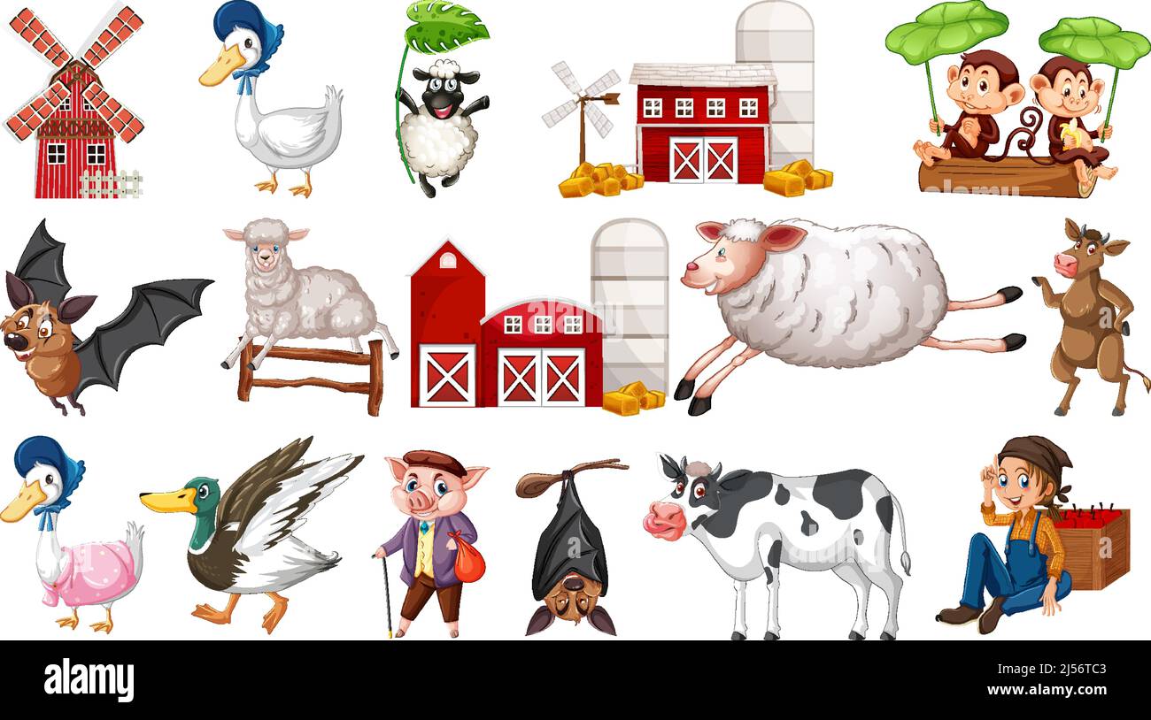 Farm animals on white background illustration Stock Vector Image & Art ...