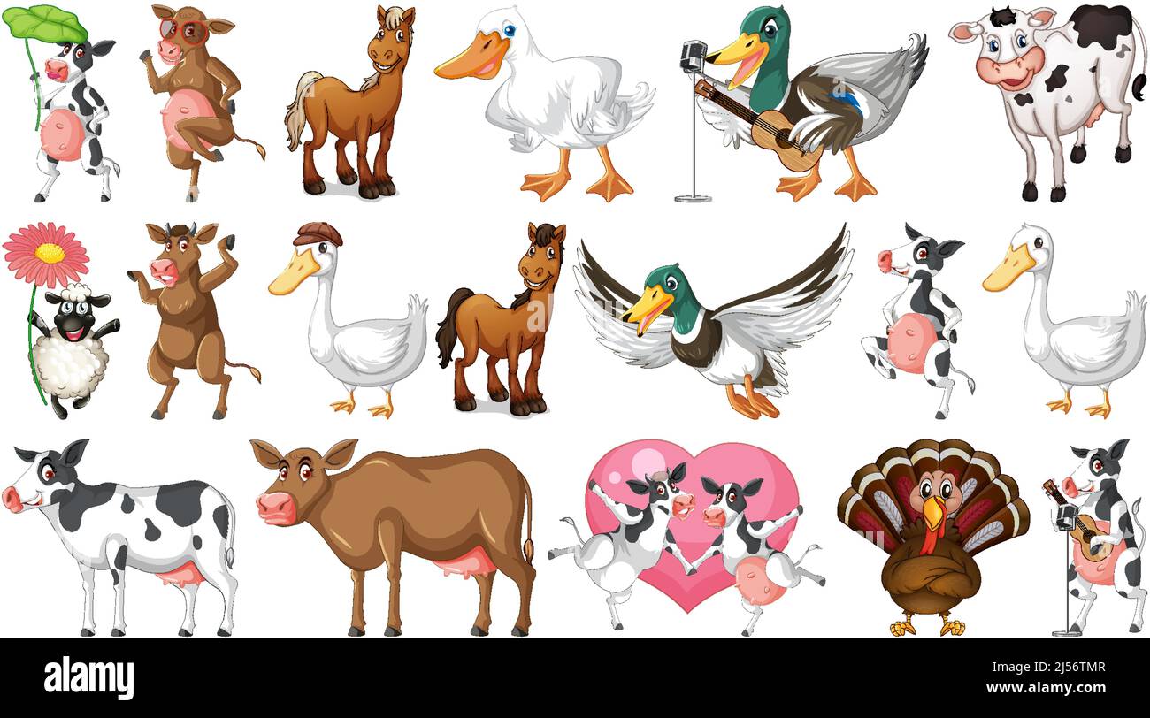 Farm animals on white background illustration Stock Vector Image & Art ...