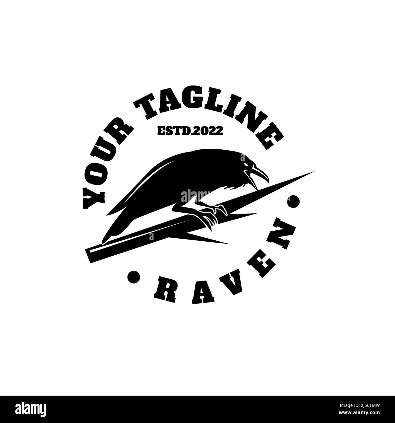 Vintage style crow logo illustration Black Crow Logo Template. Crow Vector Design. Bird Illustration Stock Vector