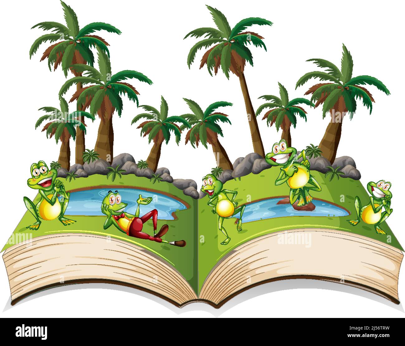 storybook-with-frogs-by-the-pond-illustration-stock-vector-image-art