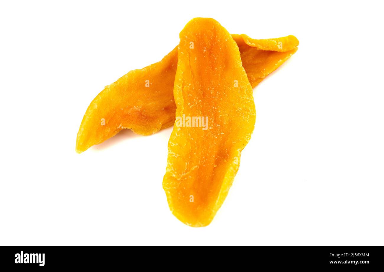 Dehydrated Mango Strips on a White Background Stock Photo - Alamy