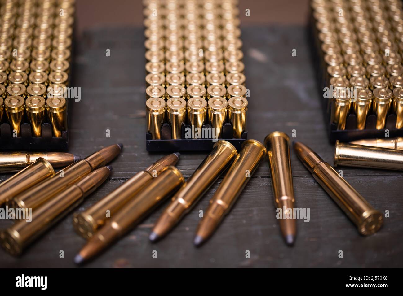 A collection of live ammunition ready to be issued to fighting soldiers