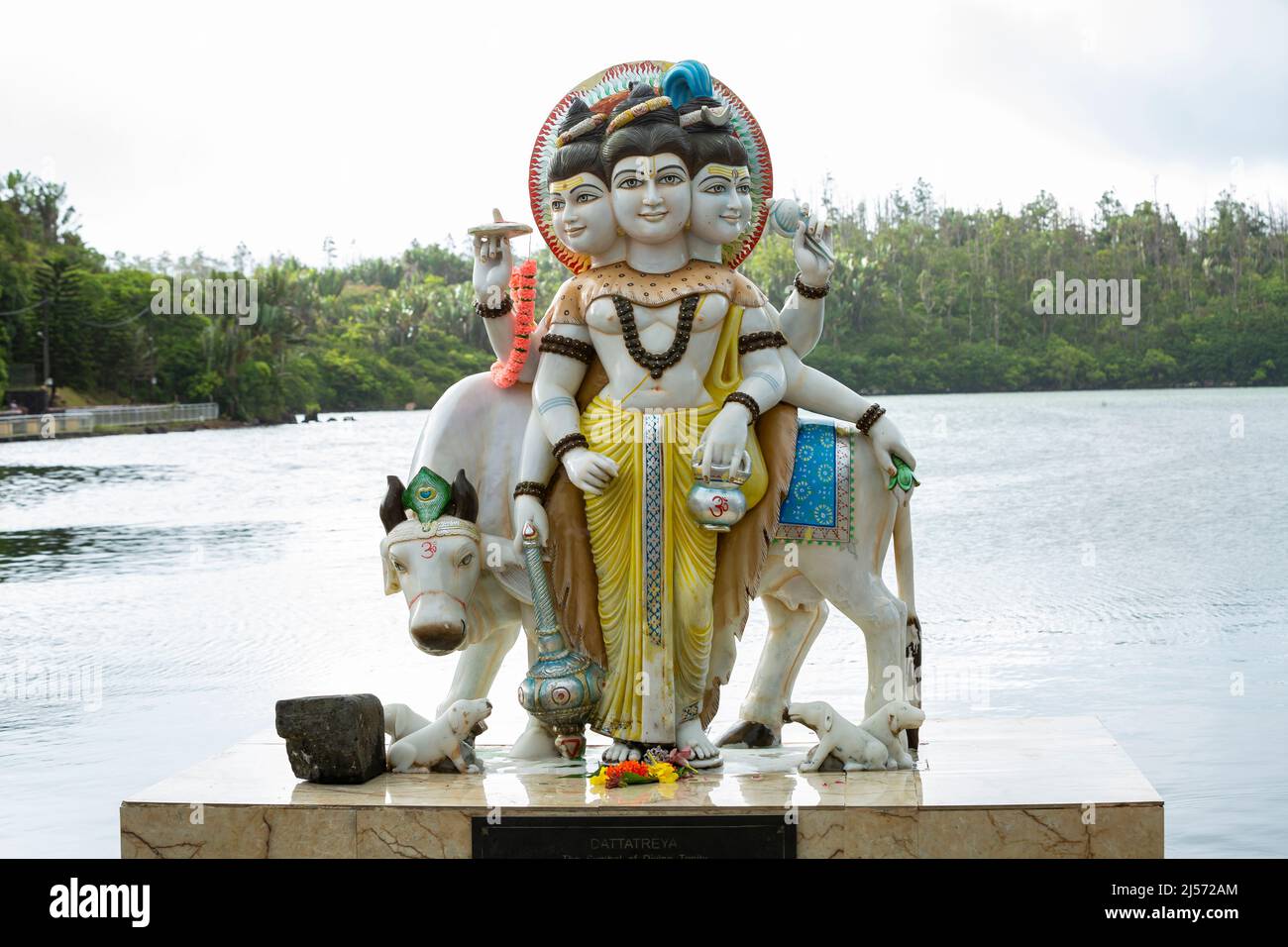 statue of Hindugod Brahma, Vishnu and Mahesh . Stock Photo