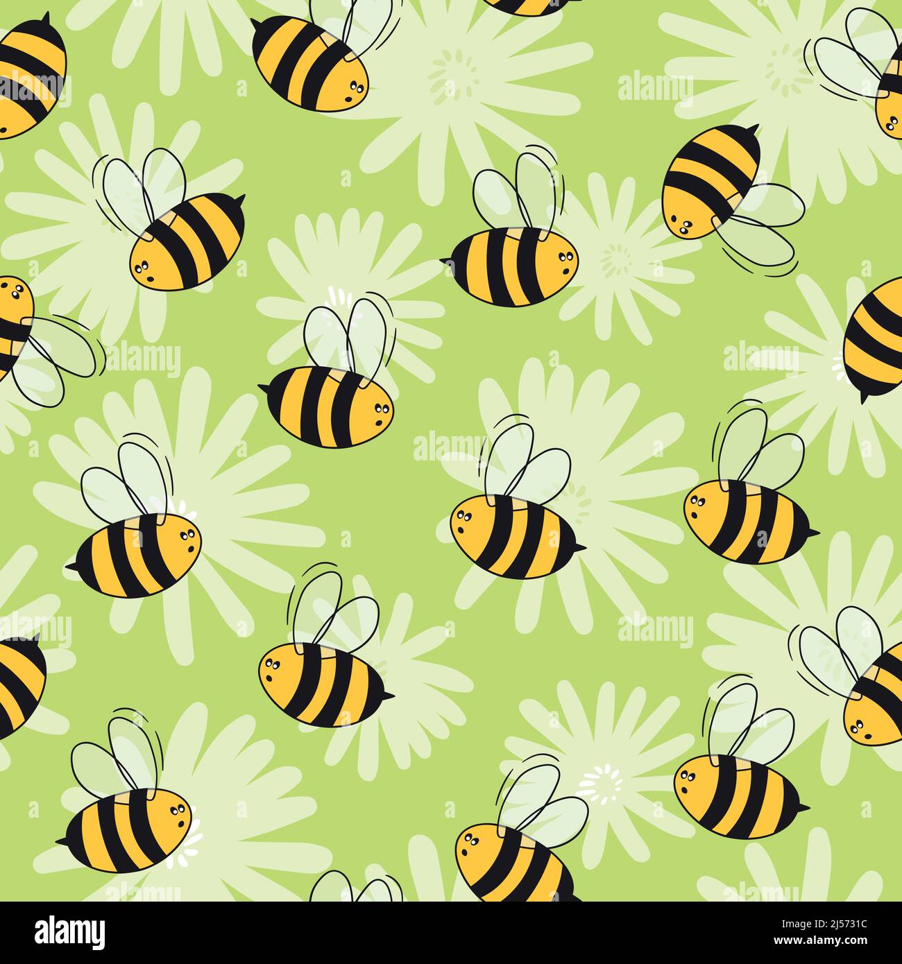 Seamless pattern with bees on floral background. Small wasp. Vector  illustration. Adorable cartoon character. Template design for invitation,  cards Stock Vector Image & Art - Alamy
