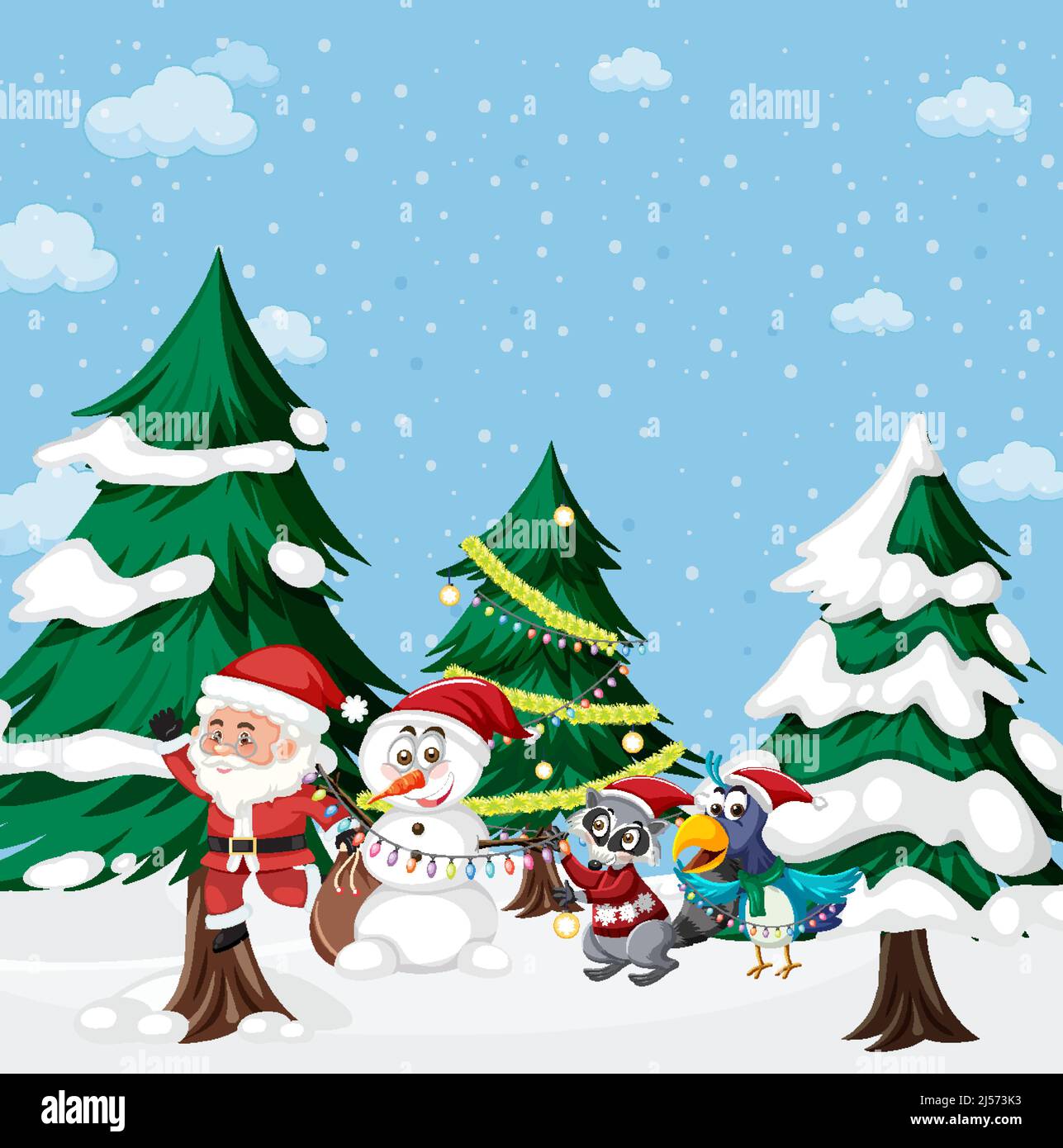 Christmas holidays with Santa and snowman illustration Stock Vector ...