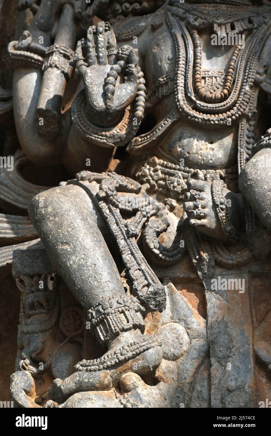 Hoysaleswara Temple sculpture work Halebidu Karnataka India, 12th