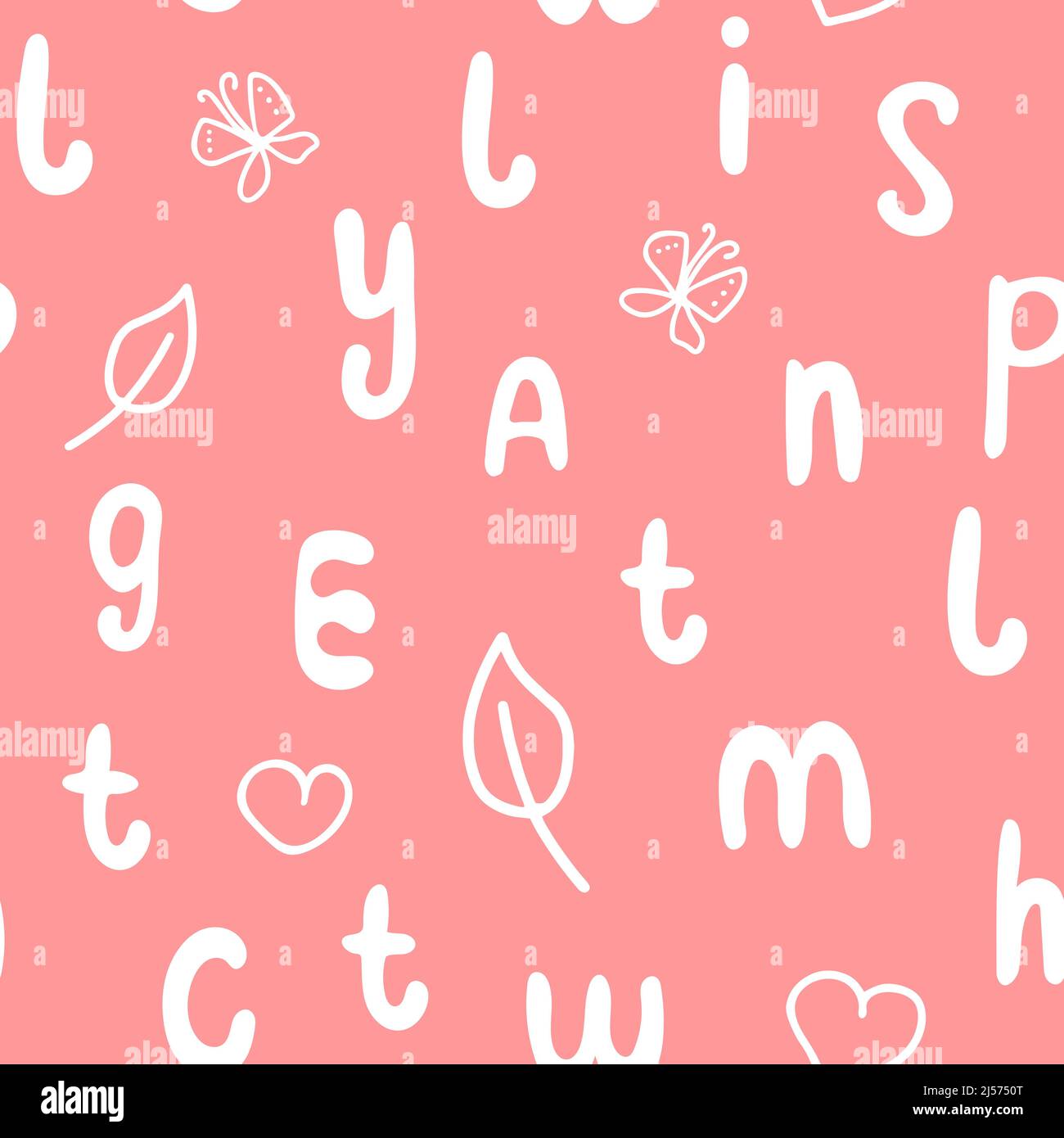 White letters on pink background seamless pattern Stock Vector