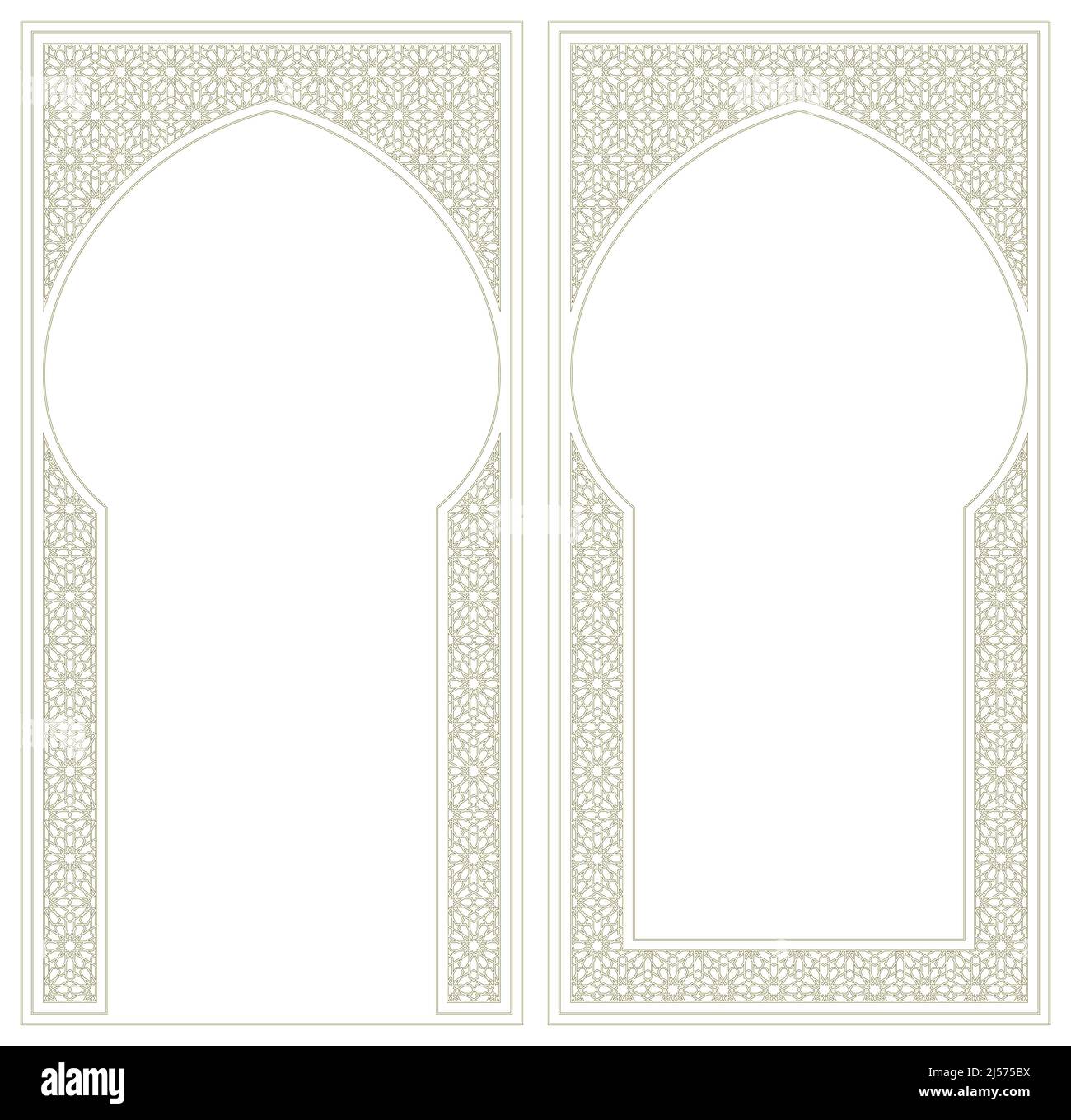 Two frames . Ornament in Arabic geometric style. Contoured lines Stock Vector