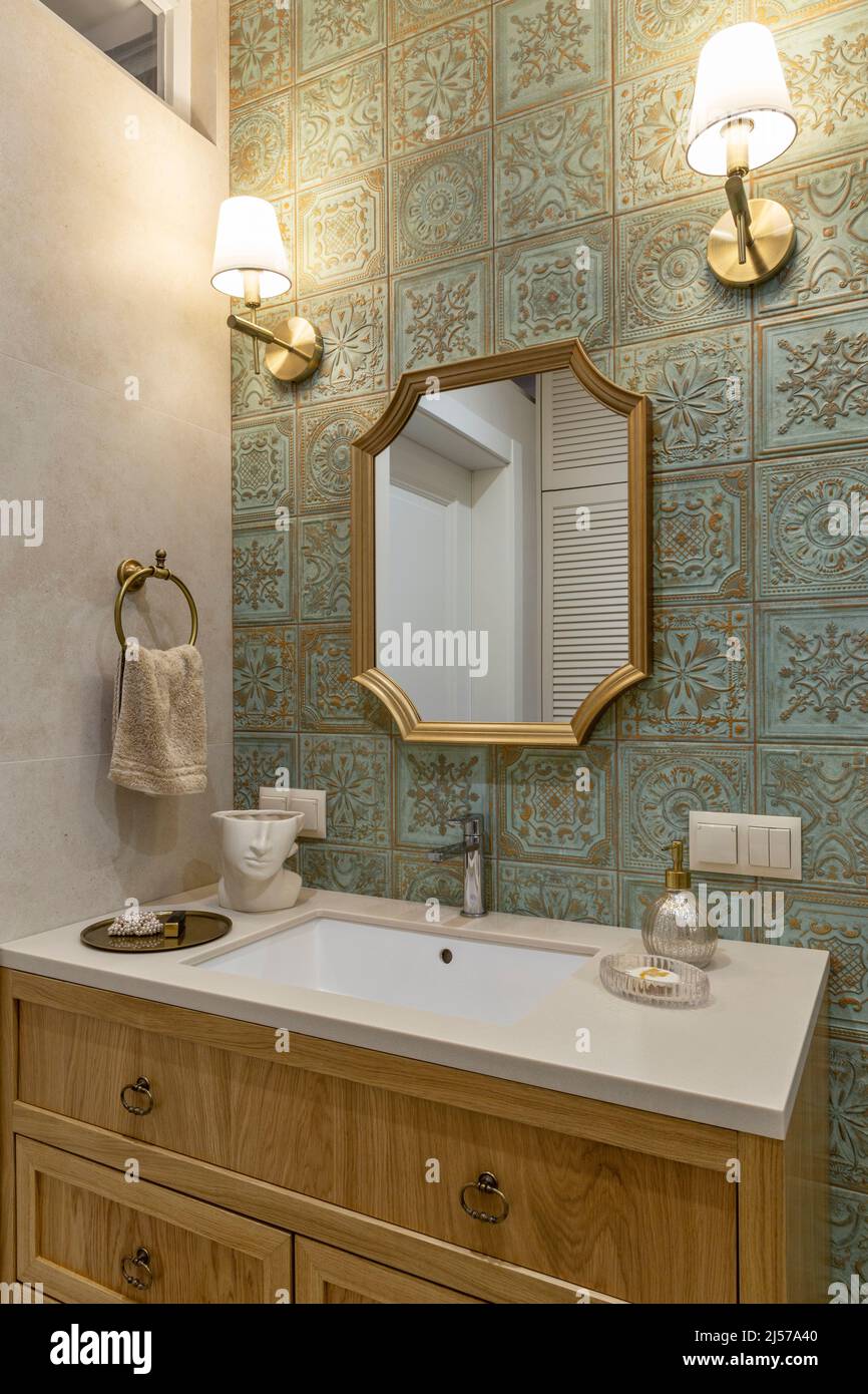 Interior design of bathroom in luxury apartment Stock Photo - Alamy